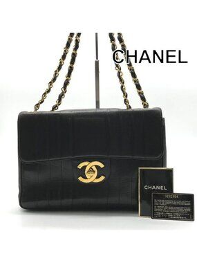 Chanel Big CC Logo Mademoiselle Chain Shoulder Bag Black